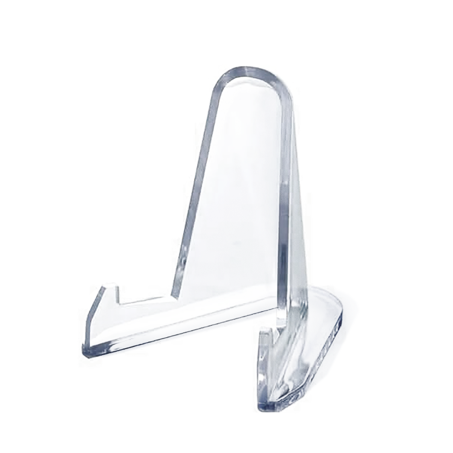 Clear acrylic stand on a white background