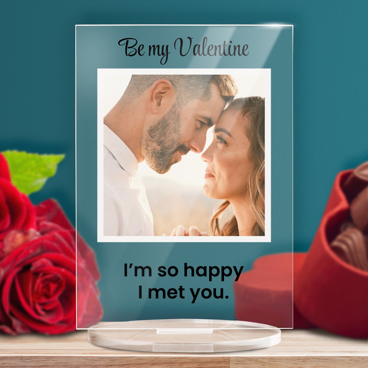 Personalised Square Photo Upload Plaque - Engagement - 140mm X 100mm