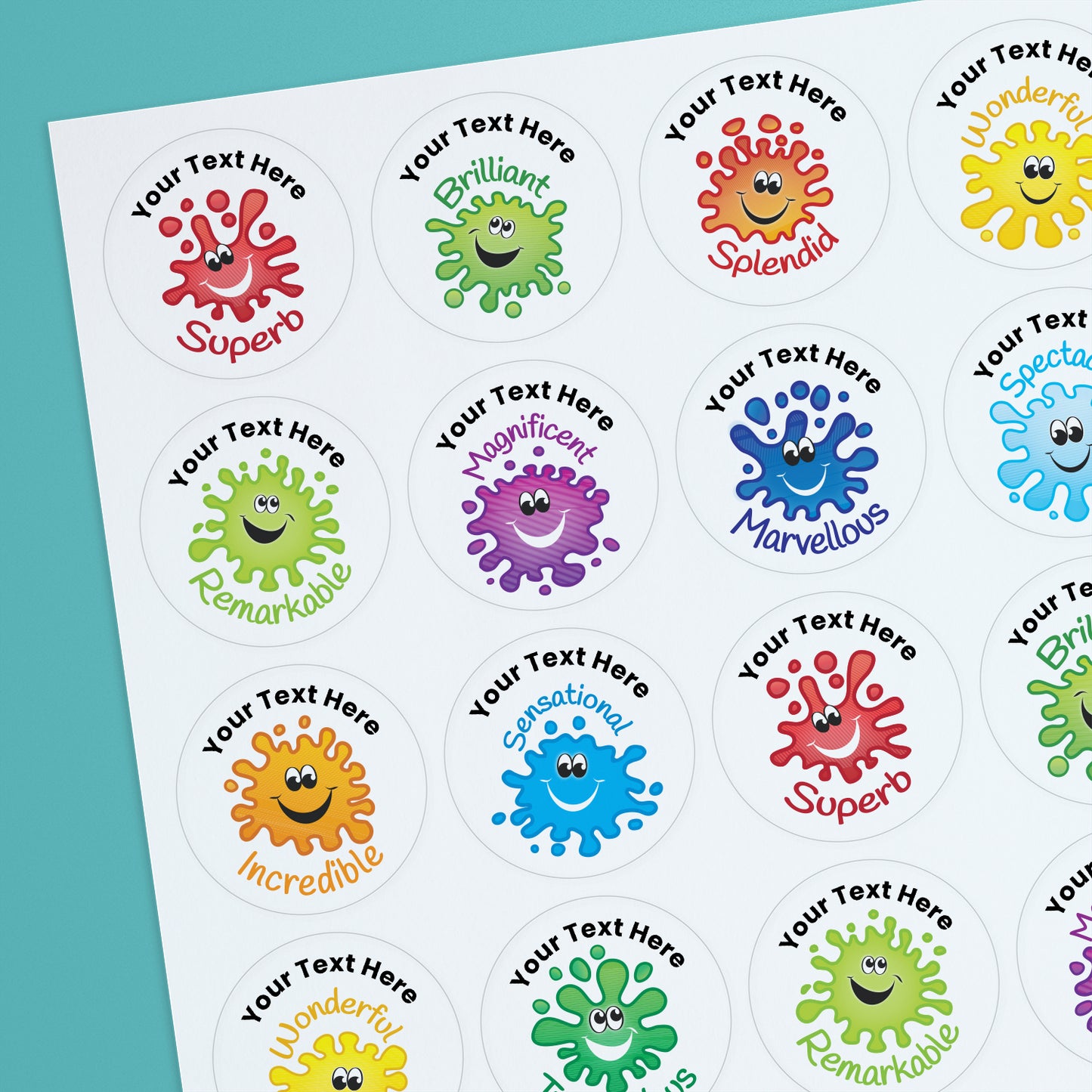 35 Personalised Jellybean Scented Splash Stickers - Dentist - 37mm