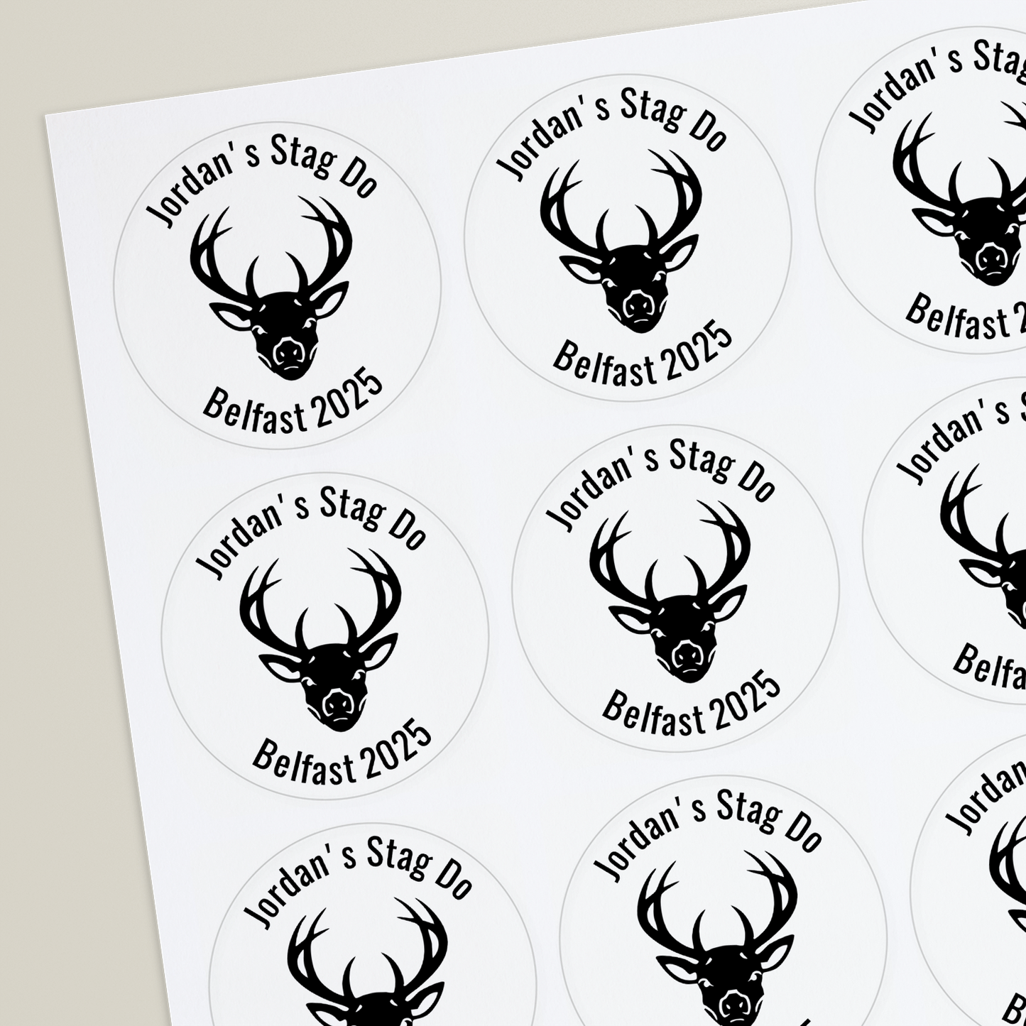 20 Design Your Own Hen and Stag Party Stickers - 45mm
