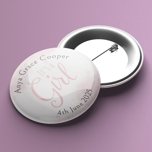 10 Design Your Own New Baby Badges - 38mm