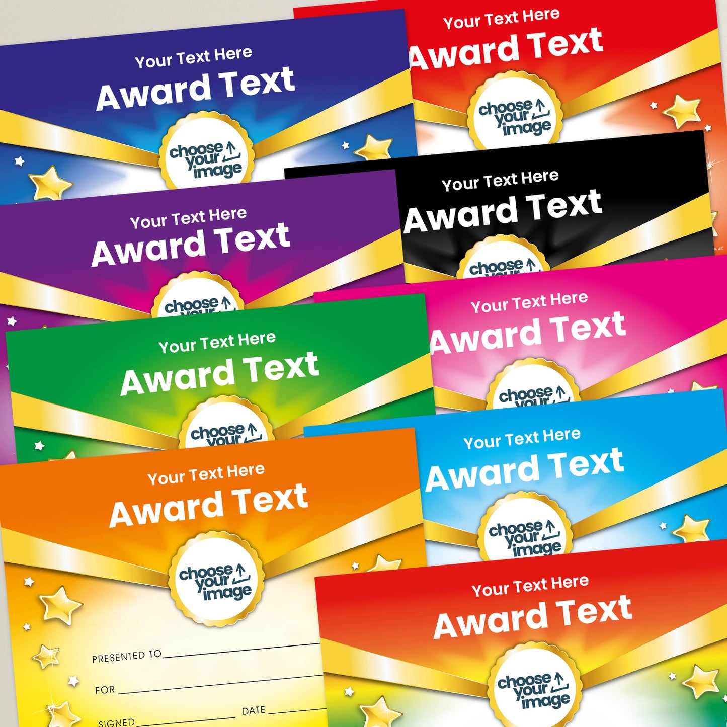 20 Design Your Own Banner and Stars Certificates - A5
