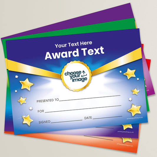 20 Design Your Own Banner and Stars Certificates - A5