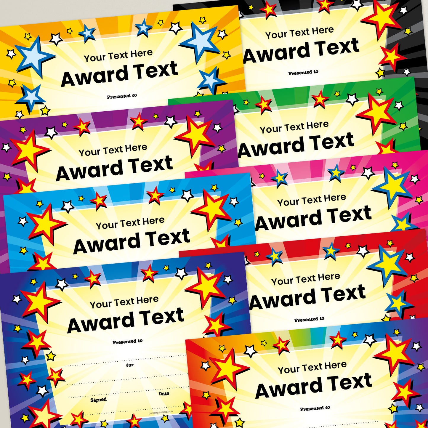 20 Design Your Own Star Burst Certificates - A5