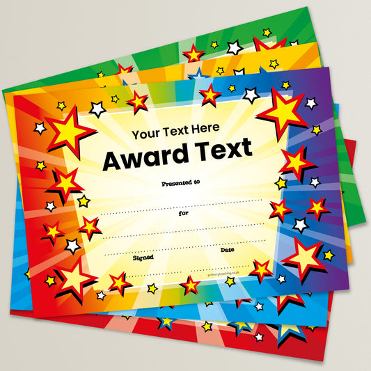20 Design Your Own Star Burst Certificates - A5