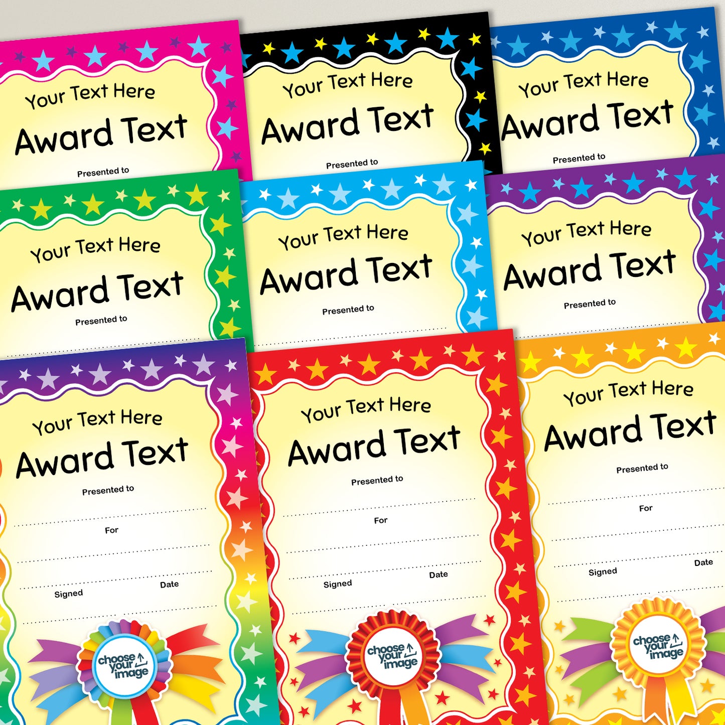 20 Design Your Own Rainbow Certificates - A5