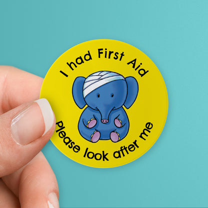 35 Personalised Elephant First Aid Stickers - 37mm