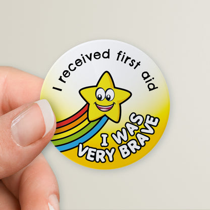 35 Personalised First Aider Rainbow Star Stickers - 37mm