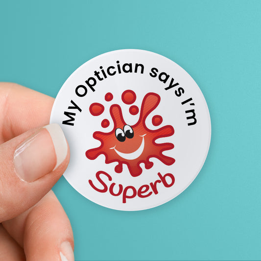 35 Personalised Jellybean Scented Splash Stickers - Optician - 37mm