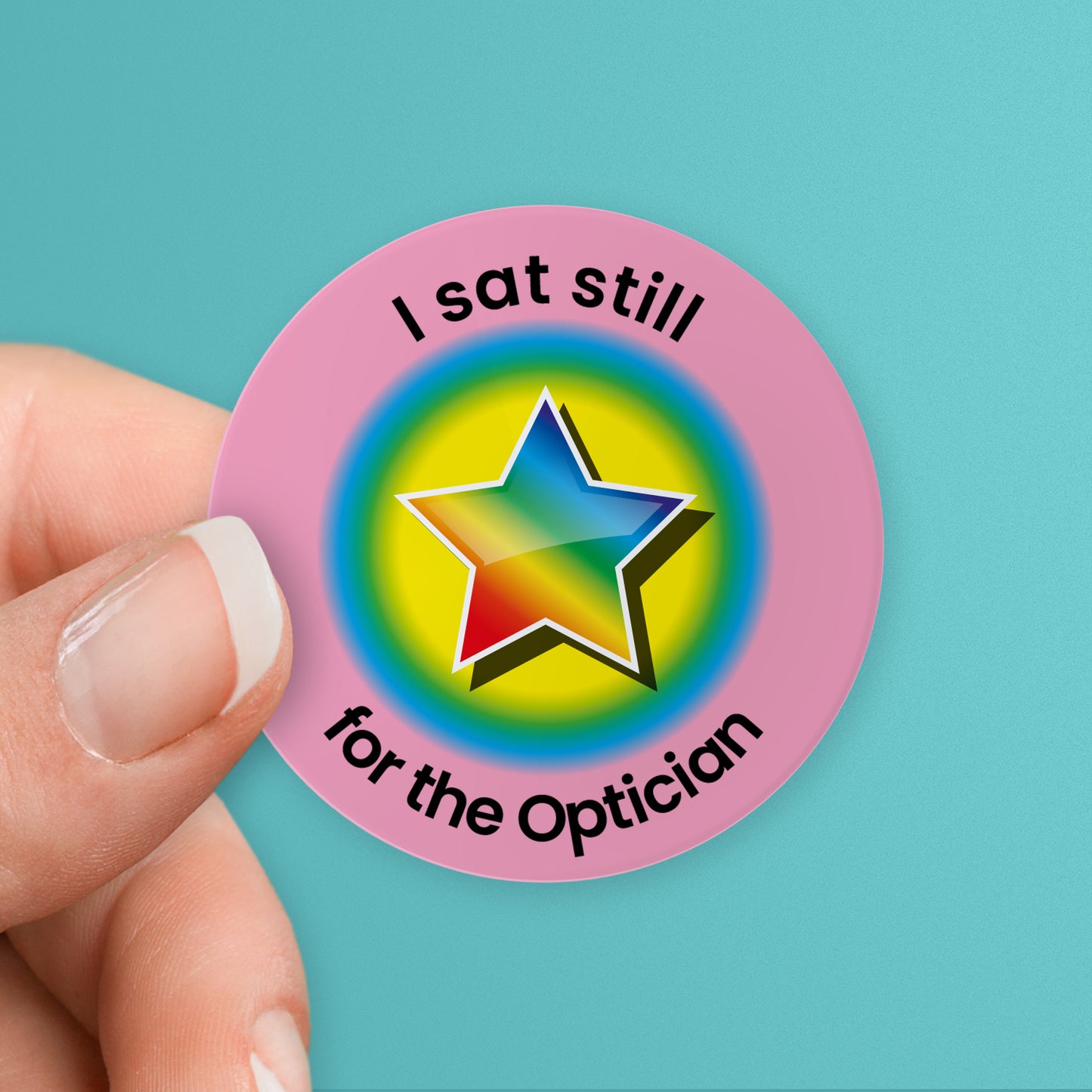 35 Personalised Sherbet Scented Rainbow Star Stickers - Optician - 37mm