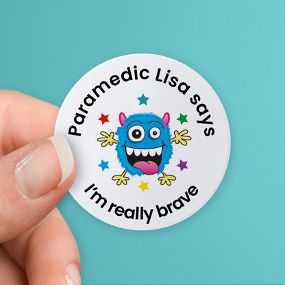 35 Personalised Bubblegum Scented Monster Stickers - Paramedic - 37mm