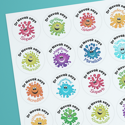 35 Personalised Jellybean Scented Splash Stickers - Doctor - 37mm