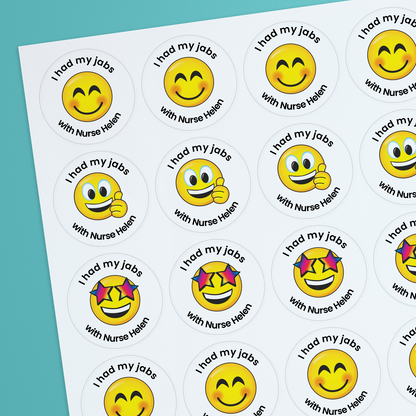 35 Personalised Bubblegum Scented Emoji Stickers - Optician - 37mm