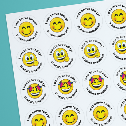 35 Personalised Bubblegum Scented Emoji Stickers - Optician - 37mm