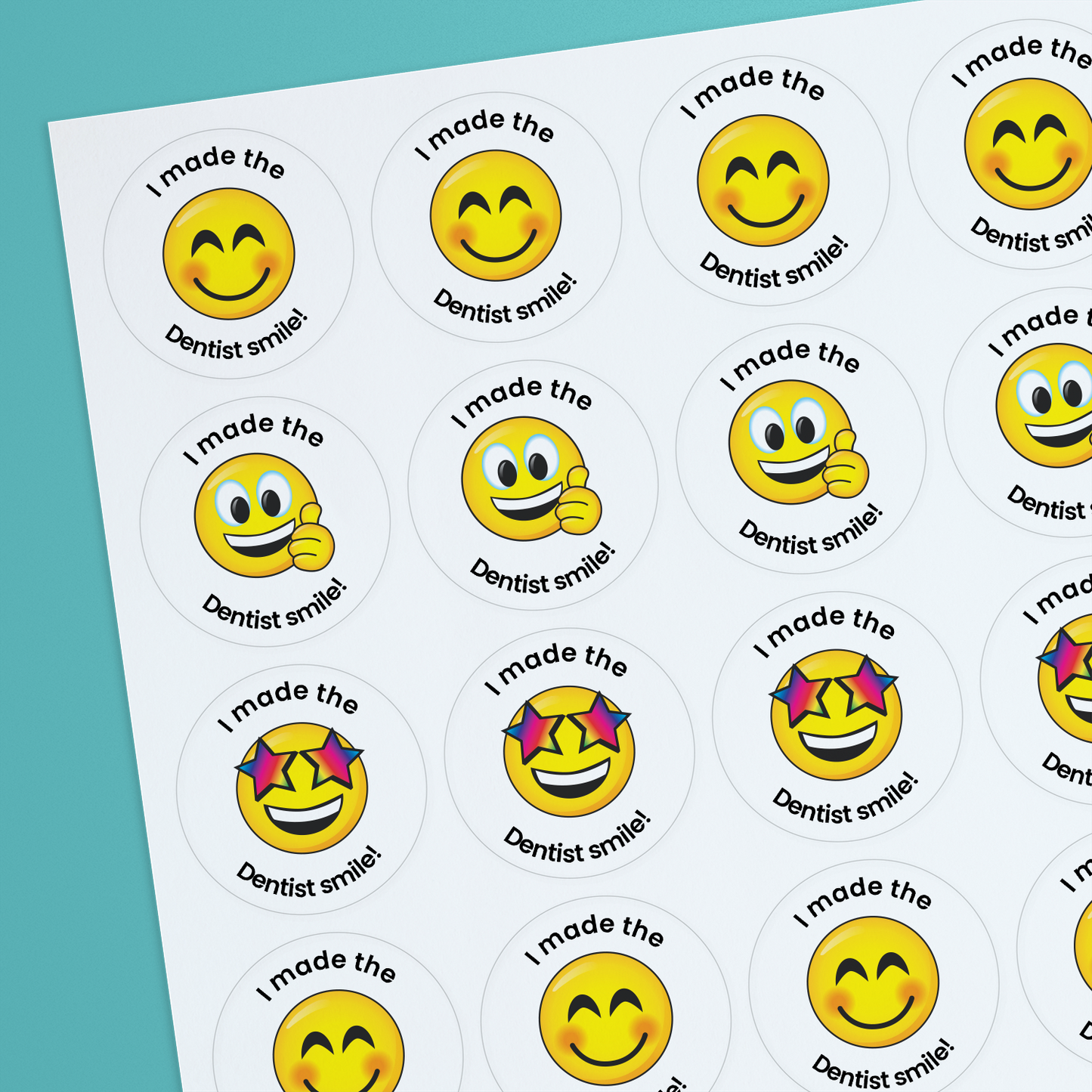 35 Personalised Bubblegum Scented Emoji Stickers - Optician - 37mm