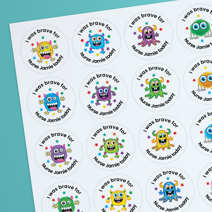 35 Personalised Bubblegum Scented Monster Stickers - Paramedic - 37mm