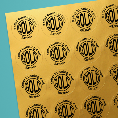 35 Design Your Own Metallic Gold Stickers - 37mm