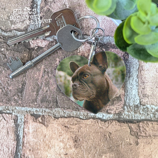 Personalised Heart Shaped Pet Photo Upload Keyring - 60mm