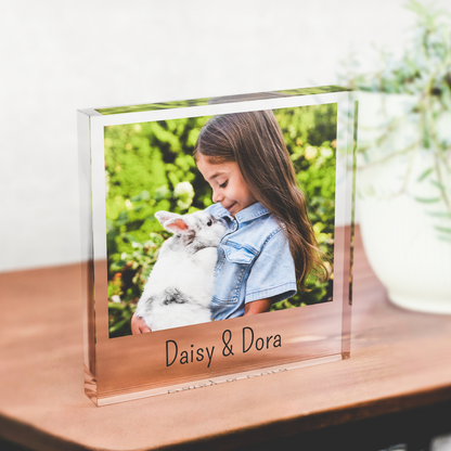 Personalised Polaroid Pet Photo Freestanding Block/Coaster - 100mm x 100mm Square