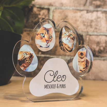 Personalised Multi Upload Freestanding Paw Photo Block - 100mm