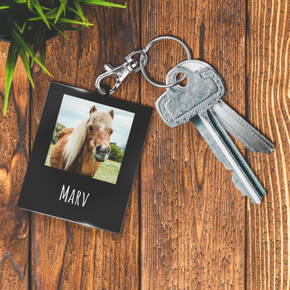 Personalised Pet Photo Rectangle Keyring - 63mm X 51mm