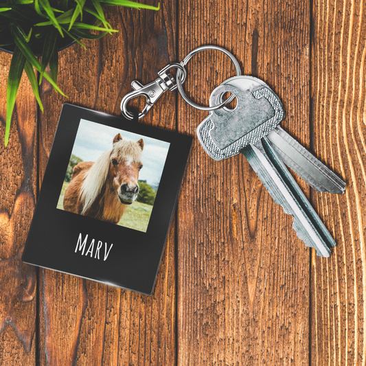 Personalised Pet Photo Rectangle Keyring - 63mm X 51mm