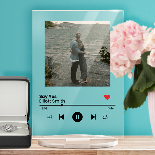 Personalised Music Photo Upload Plaque - Engagement - 140mm X 100mm