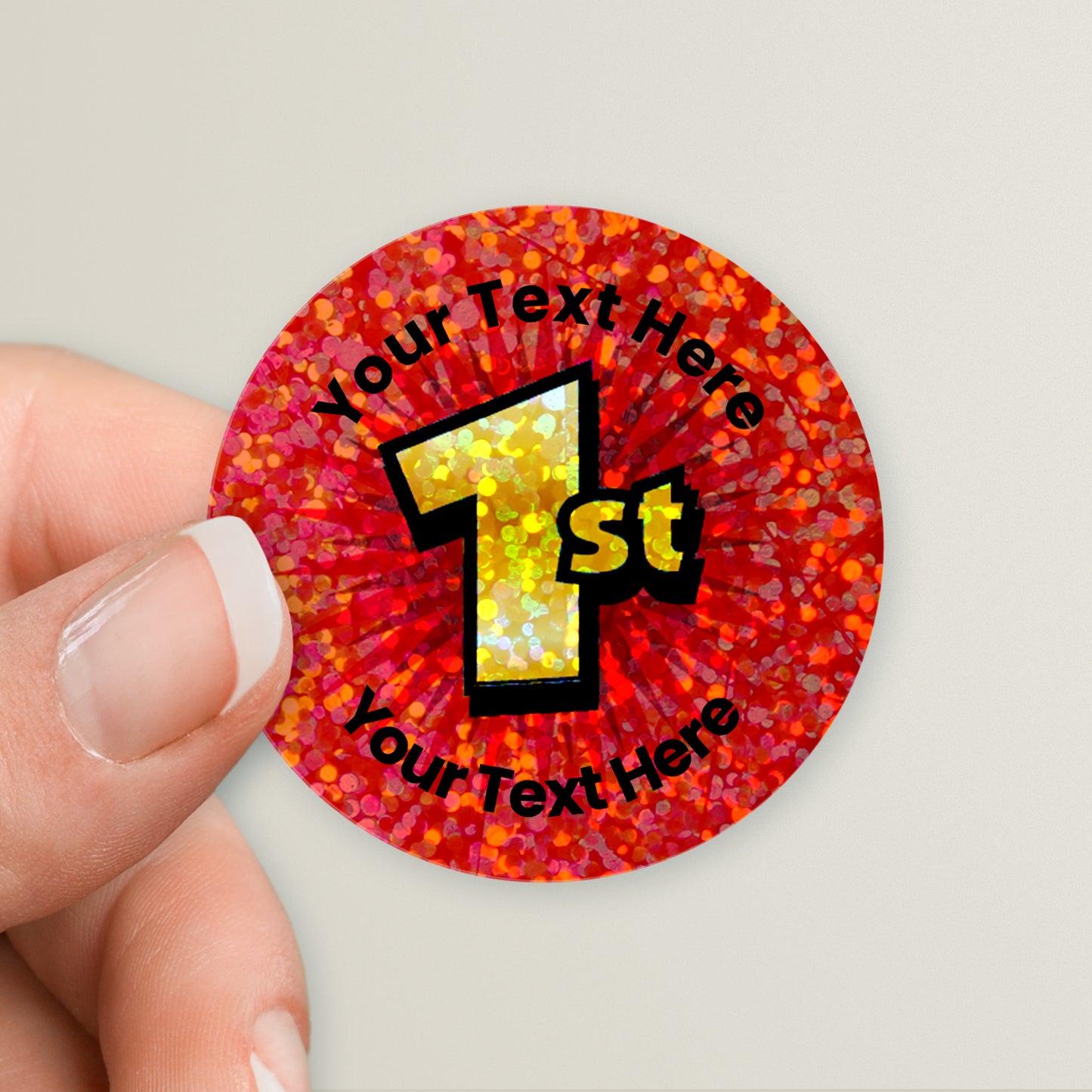 35 Personalised Holographic 1st Stickers - 37mm