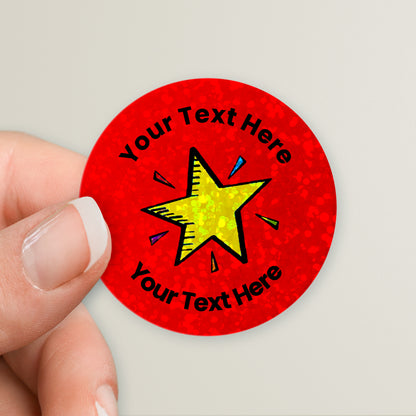 35 Personalised Holographic Bright Star Stickers - 37mm