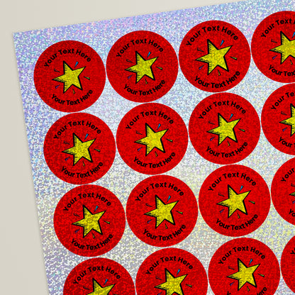 35 Personalised Holographic Bright Star Stickers - 37mm