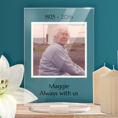 Personalised Square Photo Upload Plaque - Memorial - 140mm X 100mm