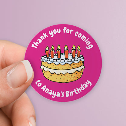 35 Personalised Birthday Cake Stickers - 37mm