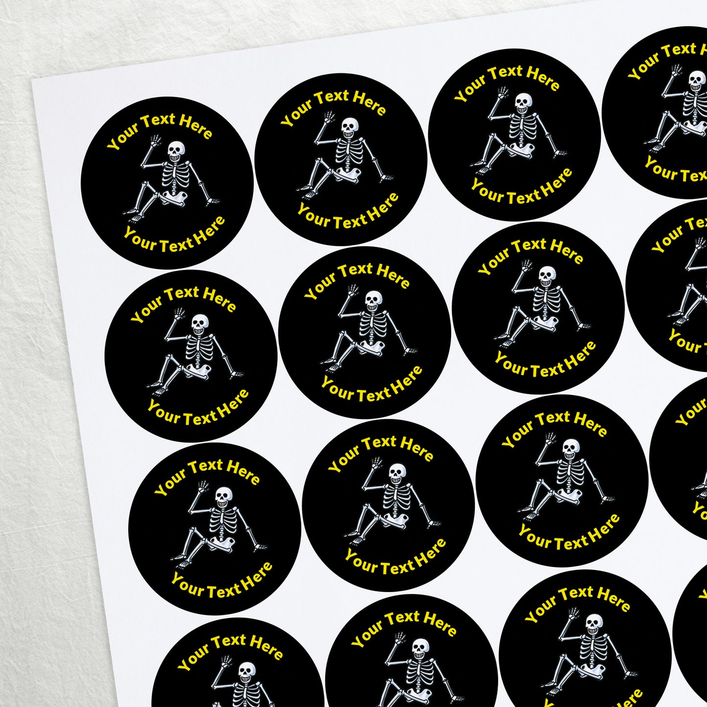 35 Personalised Skeleton Stickers - 37mm