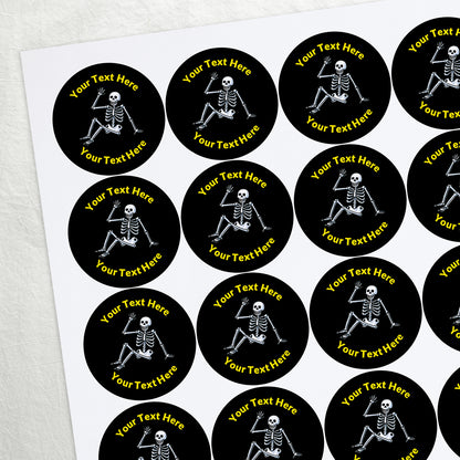 35 Personalised Skeleton Stickers - 37mm