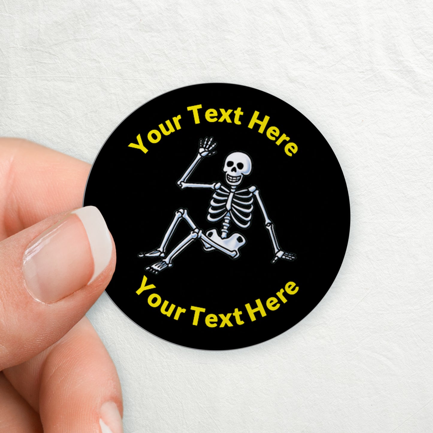 35 Personalised Skeleton Stickers - 37mm