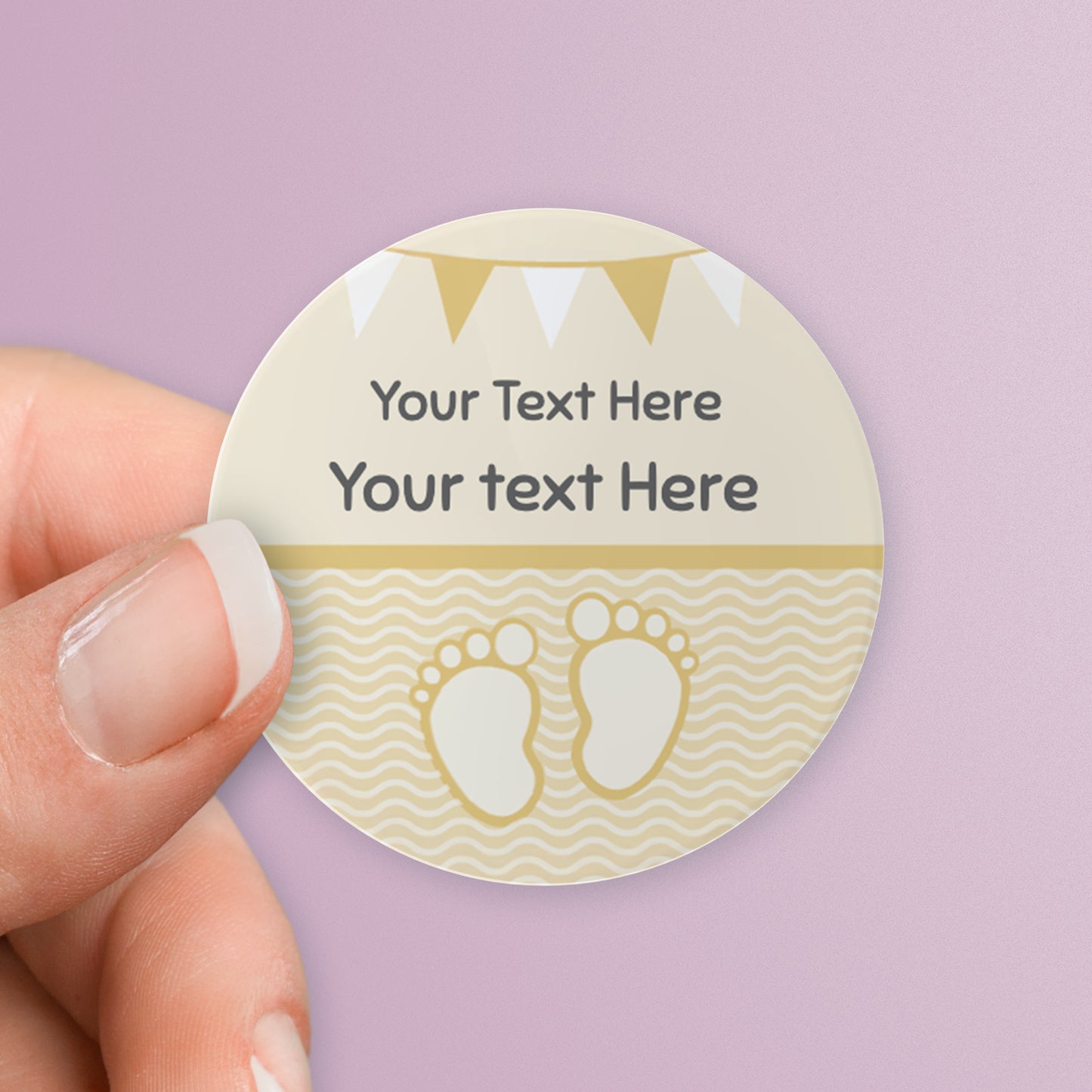 35 Personalised Baby Feet Baby Shower Stickers - 37mm