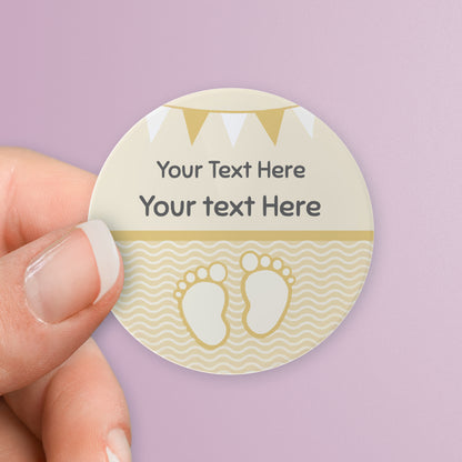 35 Personalised Baby Feet Baby Shower Stickers - 37mm