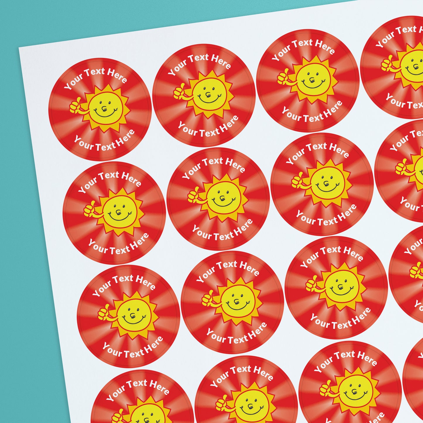 35 Personalised Sunshine Stickers - 37mm