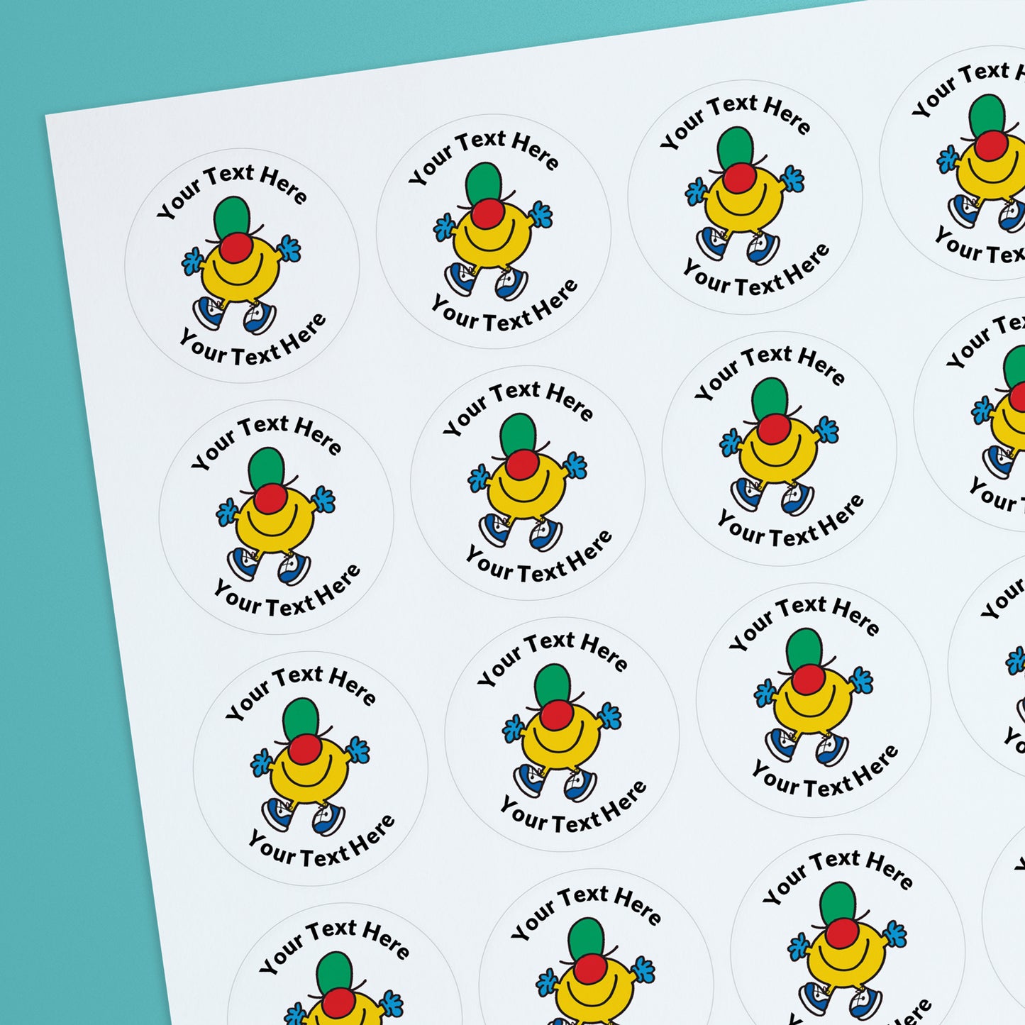 35 Personalised Mr Funny Stickers - 37mm