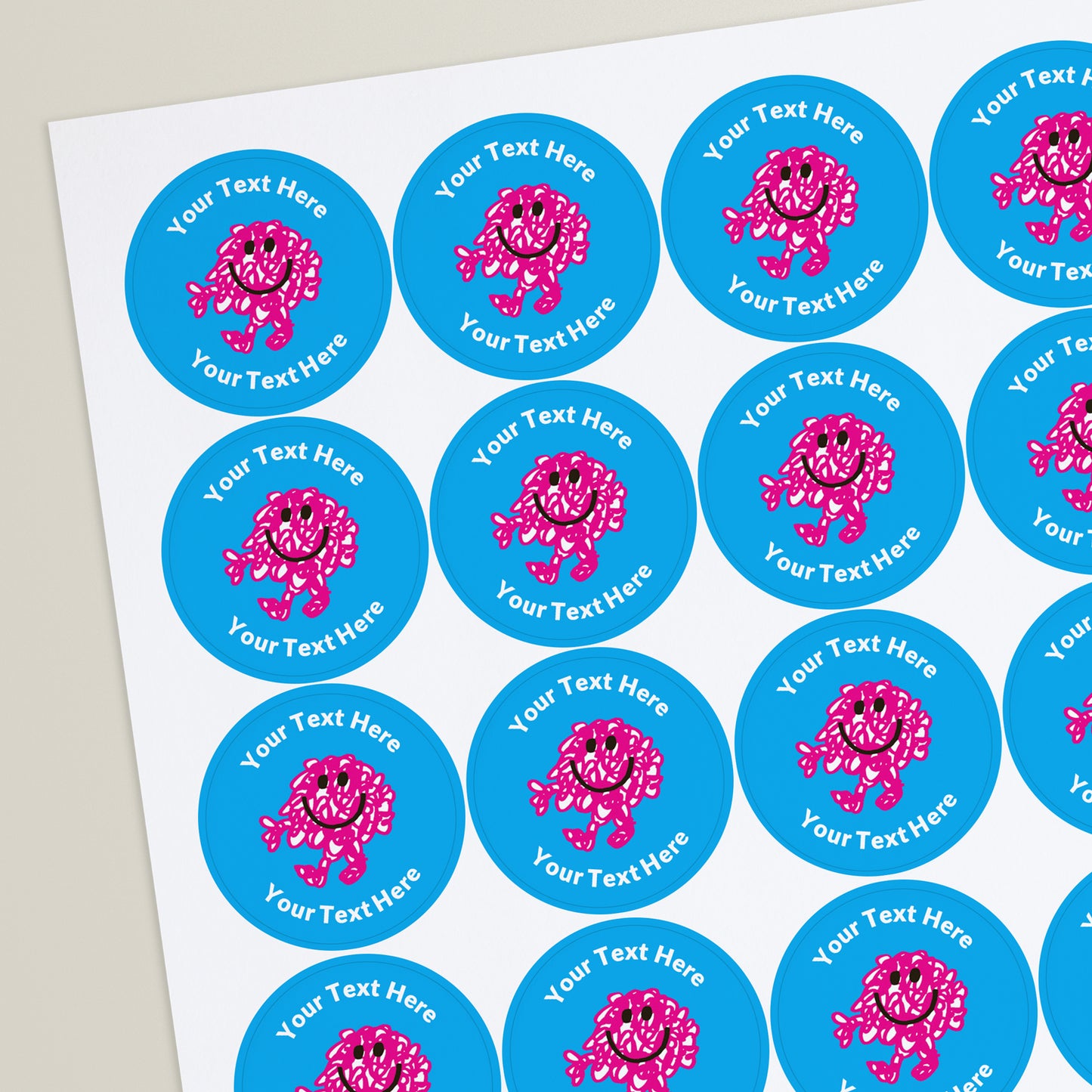 35 Personalised Mr Messy Stickers - 37mm