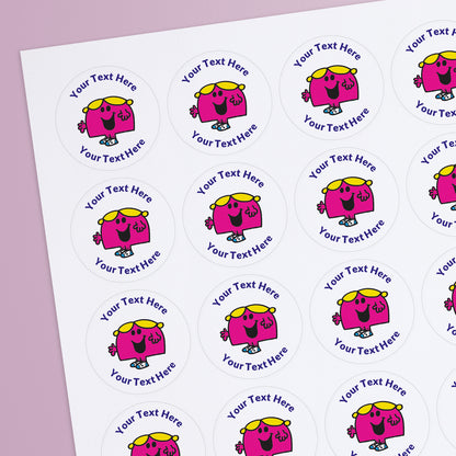 35 Personalised Little Miss Chatterbox Stickers - 37mm