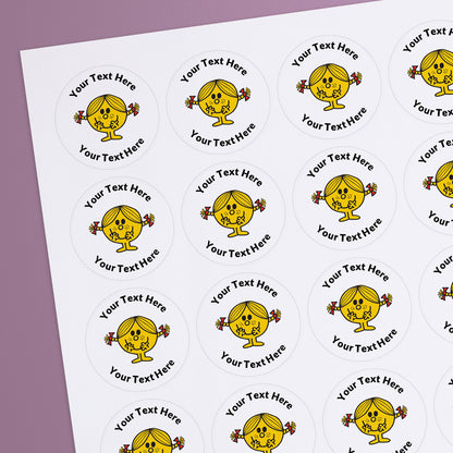 35 Personalised Little Miss Sunshine Stickers - 37mm