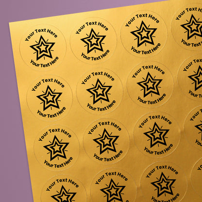 Personalised Metallic Gold Star Stickers - 37mm