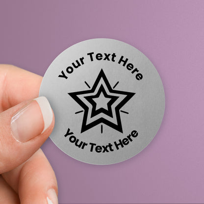 Personalised Metallic Silver Star Stickers - 37mm