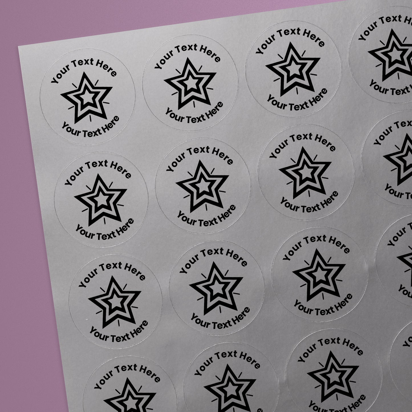 Personalised Metallic Silver Star Stickers - 37mm