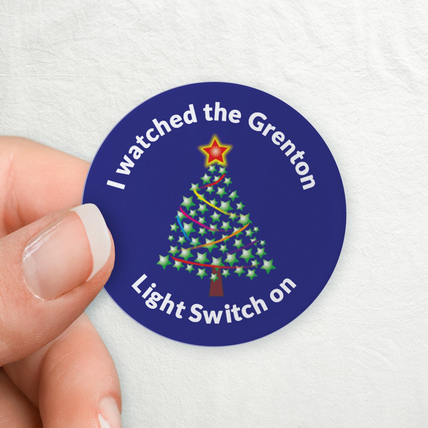 35 Personalised Blue Christmas Tree Stickers - 37mm