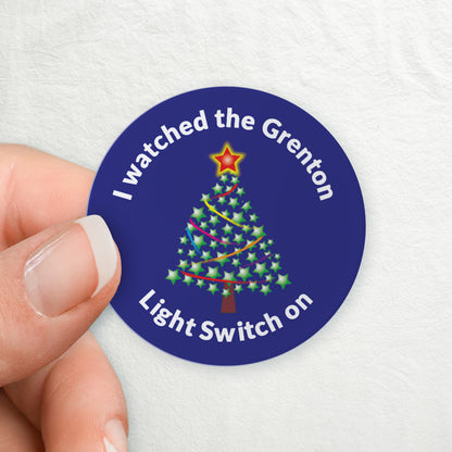 35 Personalised Blue Christmas Tree Stickers - 37mm
