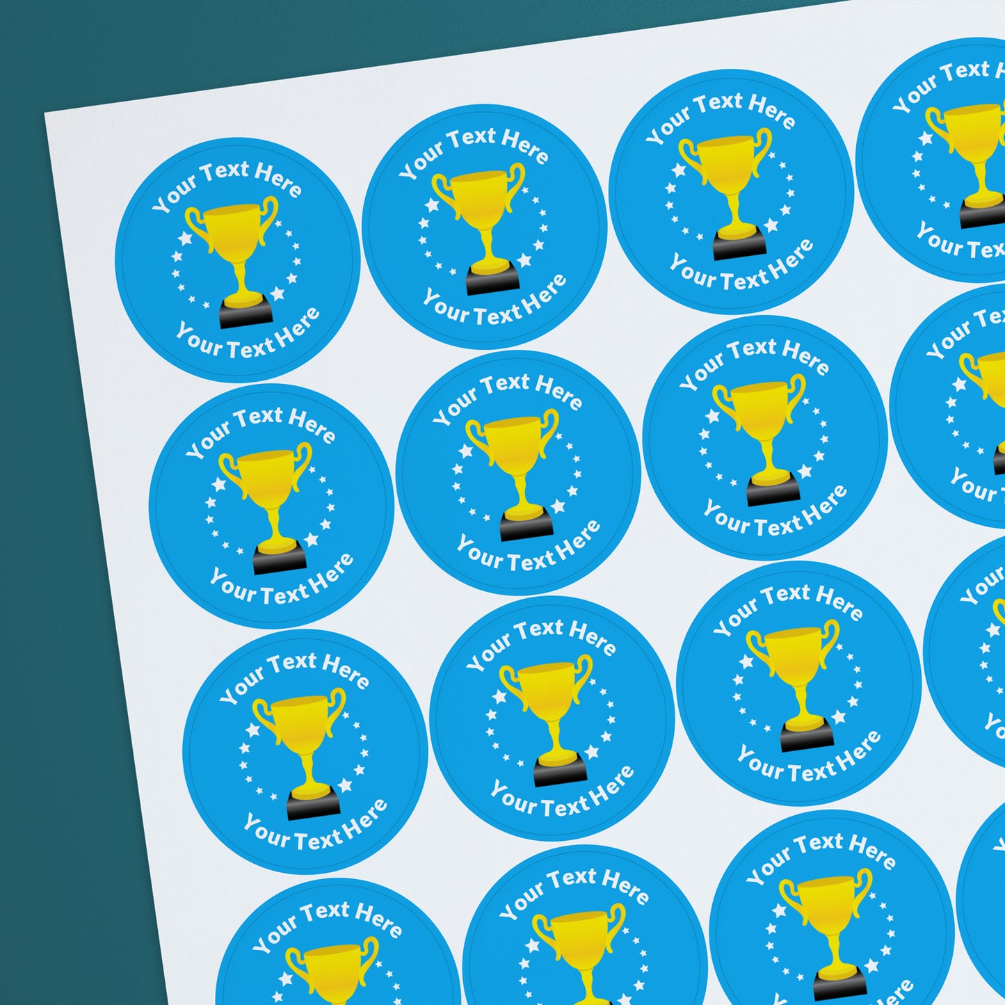 35 Personalised Trophy Stickers - 37mm