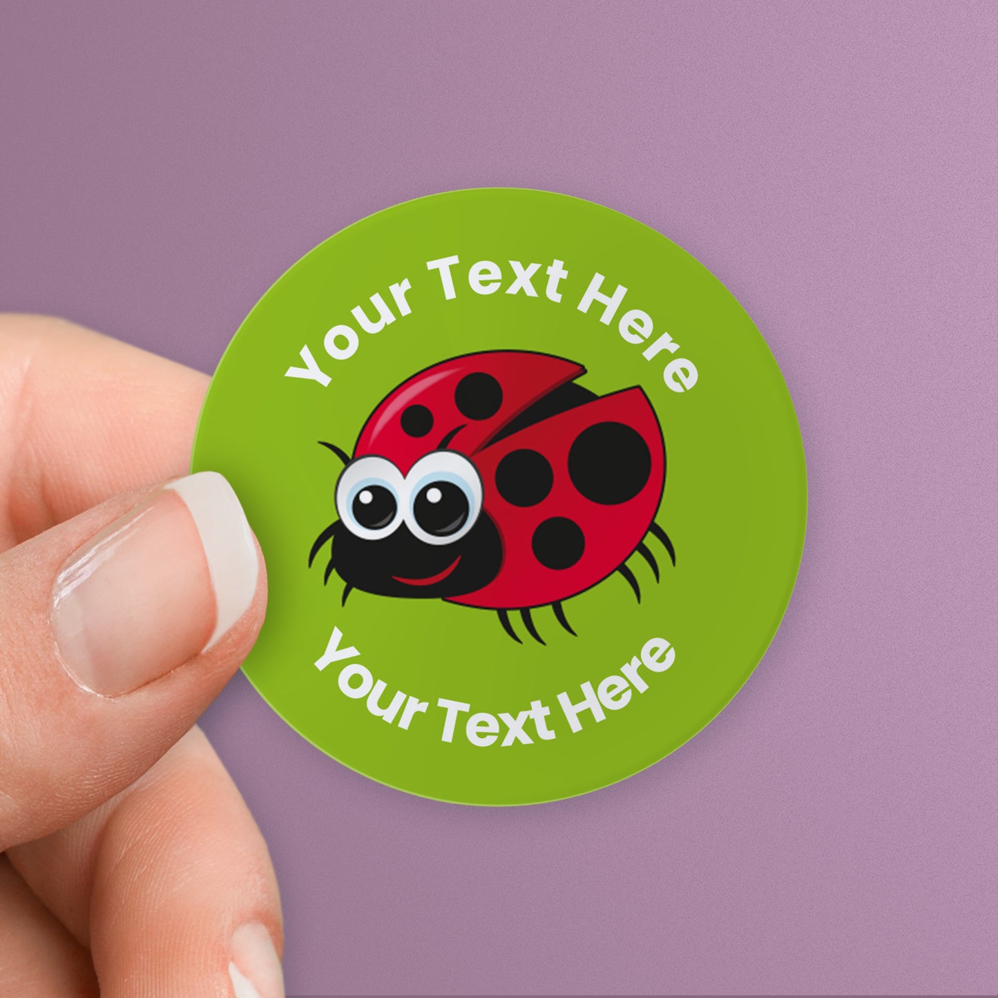 35 Personalised Lady Bug Stickers - 37mm