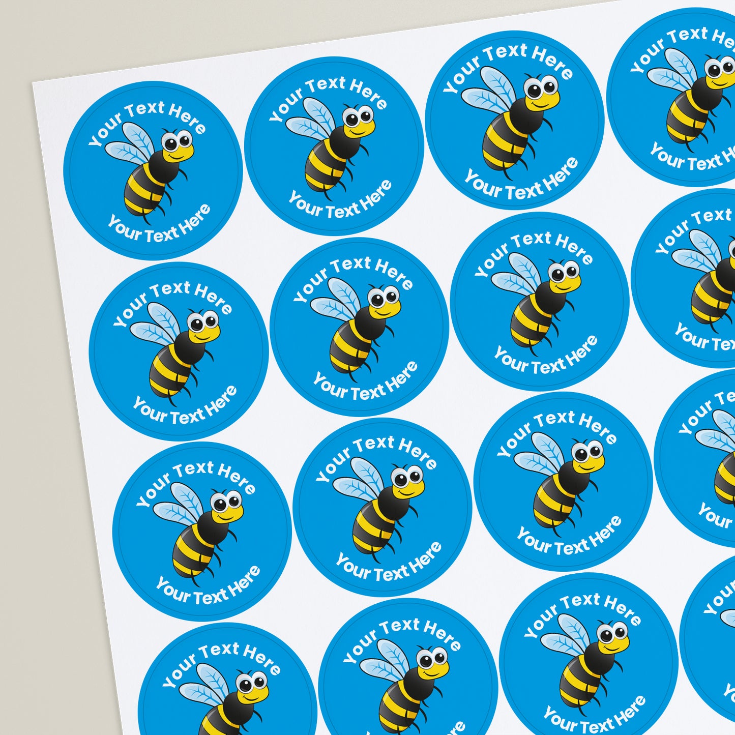 35 Personalised Bee Stickers - 37mm